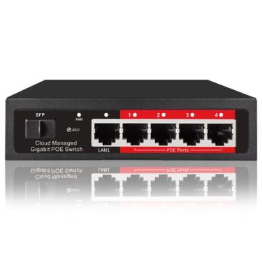 Imagem de Switch PoE Gigabit de 5 Portas STEAMEMO - PoE+ Gerenciado em Nuvem