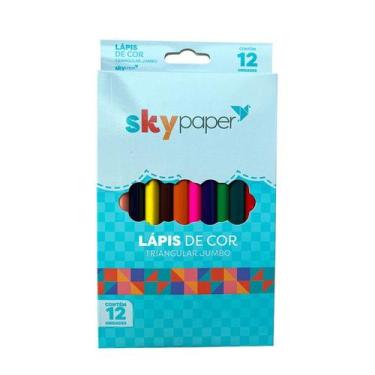Imagem de Lapis Madeira Triangular Jumbo C/12 Cores SK1219 - Skypaper