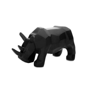 Imagem de Escultura Rinoceronte Em Resina Preto Mate 15,5x31cm