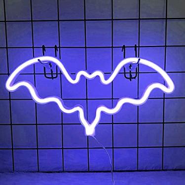 Imagem de HULIN Morcego de néon, sinal de néon, luz noturna, decoração artística, luzes para parede bateria/alimentadas por USB, luz de neon, luz de neon, placas de néon, decoração exclusiva para bar de festa