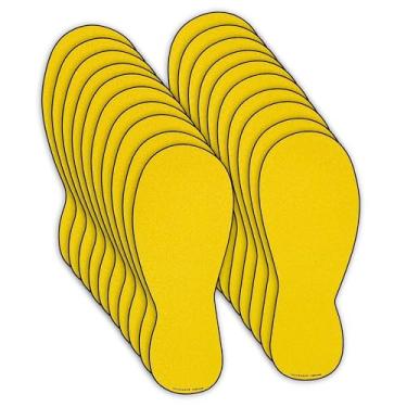 Imagem de TRADESAFE Adesivos de piso antiderrapantes com recortes de pegada - 10 pares de adesivos de colocação de pé, adesivos adesivos de vinil para impressão de pé, compatível com ANSI, tamanho de 25 cm