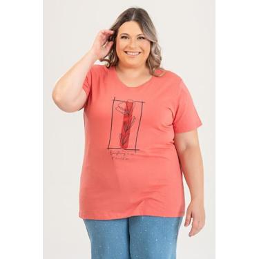 Imagem de T-shirt Feminina Plus Size em Malha Algodão c/ Estampa EVERYTHING - Se
