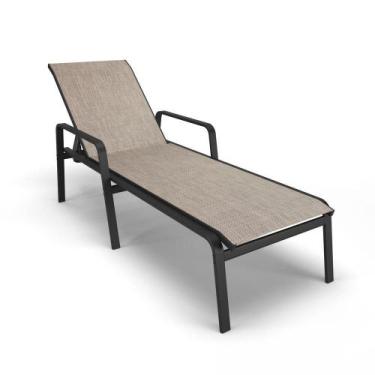 Imagem de Espreguiçadeira Piscina Praia Alumínio Preto Tela Mocca - Aluv Móveis