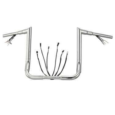 Imagem de Cabides Fat Ape pré-cabeados 3,8 cm Street Glide Heated Grips Opção 35.6 cm Rise Handlebars para Harley 2016-2023 Street Glide/Electra Glide/Ultra Limited Bagger Meathook Bar com CAN-Bus/TBW, cromado