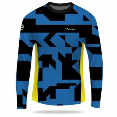 Imagem de Camisa Uv Manga Longa Proteção Solar Masculina Aquatic - Vopen, M, Azu