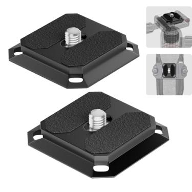 Imagem de TXXCLOE Pacote com 2 placas de liberação rápida, placa de montagem quadrada de 38 mm Arca-Swiss tipo QR com 4 pinos de segurança, compatível com câmeras Peak Design Capture V3 Clip Tripés DSLR GoPro