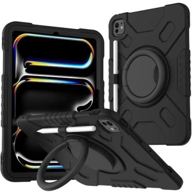 Imagem de Callyue Capa para iPad Air de 11 polegadas M3/M2 (2025/2024), iPad Air 5ª/4ª geração (2022/2020), iPad Pro 11 2022/2021/2020/2018 (4ª/3ª/2ª/1ª geração), capa protetora 2 em 1 à prova de choque Preto