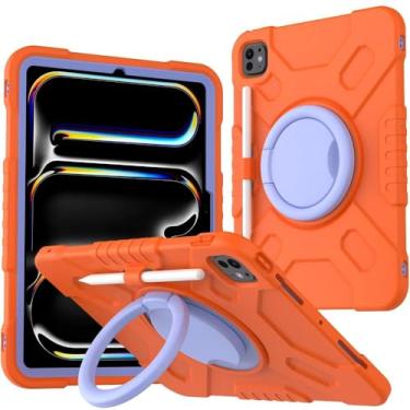 Imagem de Callyue Capa para iPad Air de 11 polegadas M3/M2 (2025/2024), iPad Air 5ª/4ª geração (2022/2020), iPad Pro 11 2022/2021/2020/2018 (4ª/3ª/2ª/1ª geração), capa protetora 2 em 1 à prova de choque Laranja