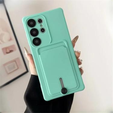 Imagem de Capa de silicone líquido para Samsung Galaxy S25 S24 S23 S22 S21 S20 Ultra Plus Fe com suporte para cartão para Samsung A56 A55 A54 A34 A53 (para Galaxy A35 5G/ciano)