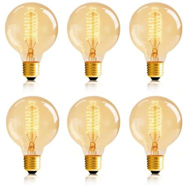 Imagem de Lâmpada LED Vintage E26, 60W Ambar 4000K, 6 Un, 110v, HESSION, Marrom claro