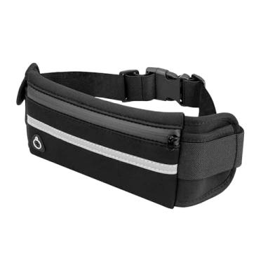 Imagem de Pochete Fitness Esportiva com Porta Celular, Garrafa e Saída Fone – Impermeável e Anti-Roubo (Preto)