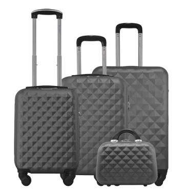 Imagem de Kit 3 Malas Rígidas de ABS 360° 8kg 10kg e 23kg com Cadeado mais Frasqueira Gladiador Diamond D1C3M (Grafite)