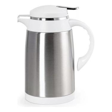 Imagem de Garrafa Térmica Café Chá Suco Aço Inox Bule Térmico Branca 600ml