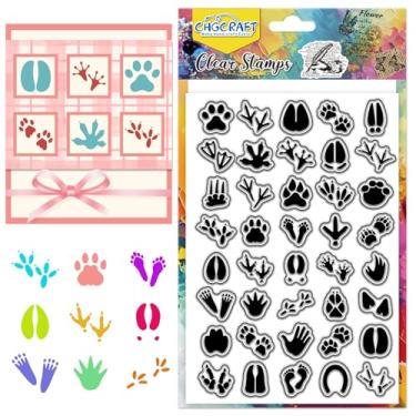 Imagem de CHGCRAFT Estampa de pata de animal, estampa transparente, estampa de pata de tigre e leão, selo de selo de silicone para scrapbooking e cartões, decoração de artesanato de papel 15 x 10 cm
