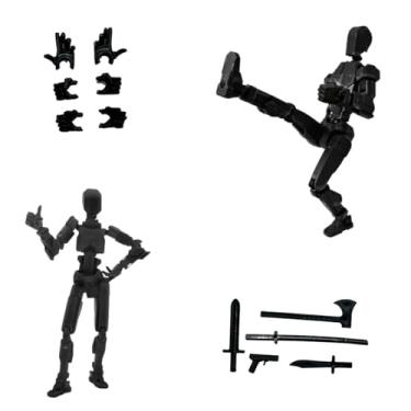 Imagem de Guerreiro Dummy 13 Articulado 3D Com Armas E Mão Extra Para Montar Brinquedo (Preto)