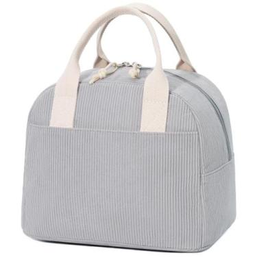 Imagem de Lancheira isolada LOVELYWIND Corduroy 27x19x20 cm cinza