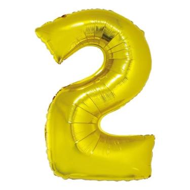 Imagem de Decoração Festa Balão Metalizado Número Dourado Com 80Cm (Número 7)