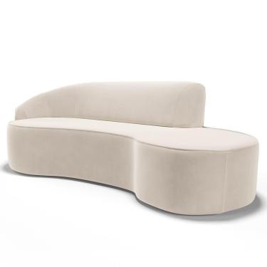 Imagem de Sofá Living 3 Lugares 230cm Braço Esquerdo Mozart D06 Veludo Bege - Mpozenato