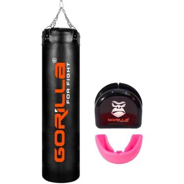 Imagem de Saco De Pancada Profissional 160 Cm + Protetor Bucal Profissional Com Capinha Moldável Gorilla-Unissex