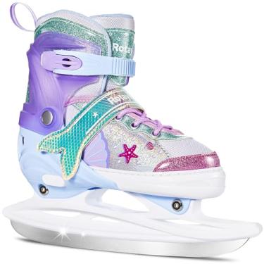 Imagem de Patins de gelo ajustáveis oceânicos para crianças, meninas e meninos, tênis de patinação no gelo para crianças de 3 a 12 anos para crianças, jovens, iniciantes, acolchoamento macio e suporte de