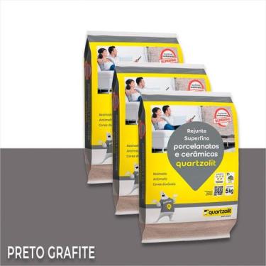 Imagem de kit c/ 3 Rejunte Porcelanato E Cerâmicas Antimofo Quartzolit 5kg Cores