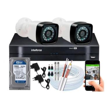 Imagem de Kit Cftv 2 Cameras Segurança HD Full Hd Dvr Intelbras 4ch