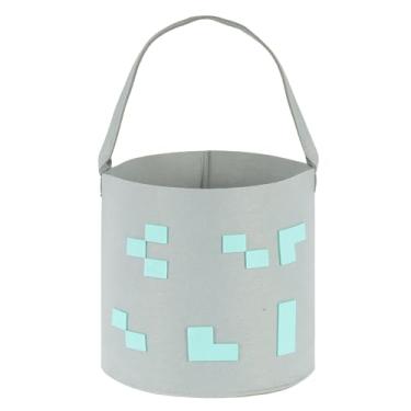 Imagem de Cesta de Páscoa com alças para crianças, presente de Páscoa feliz para caça aos ovos de Páscoa, decorações para armazenamento de doces (cinza mundial)