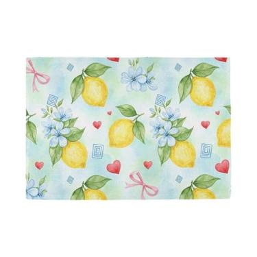 Imagem de Burbuja Jogo americano de limão, conjunto de 4, tapetes de mesa laváveis antiderrapantes, resistentes ao calor, para cozinha, mesa de jantar, ambientes internos e externos