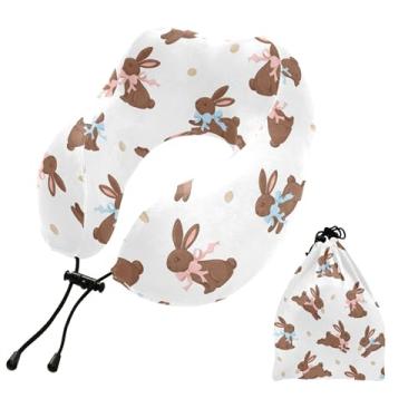 Imagem de Burbuja Linda almofada de pescoço de coelho para viagem, almofada de viagem de espuma viscoelástica para dormir, suporte de cabeça de avião de carro, lavável na máquina e portátil