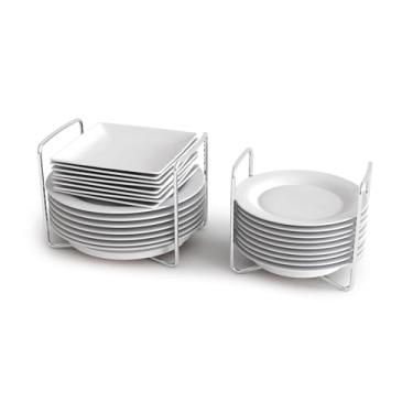 Imagem de APRTAT Escorredor de pratos de bambu ajustável - escorredor de pratos de aço inoxidável 304 para cozinha | Essenciais de balcão para organização e secagem eficientes de pratos (branco, 1 pequeno e 1