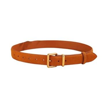 Imagem de Cinto Feminino De Couro Camurça Estilo Vintage Com Fivela Dourada 3,3c