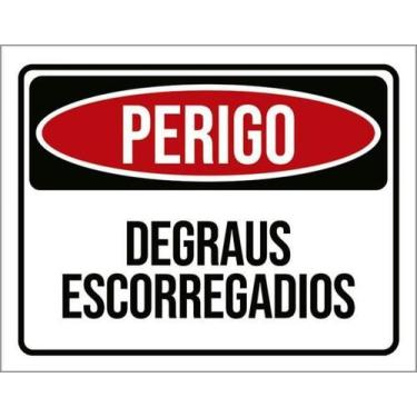 Imagem de Kit 5 Placas Perigo Degraus Escorregadios 27X35 - Sinalizo