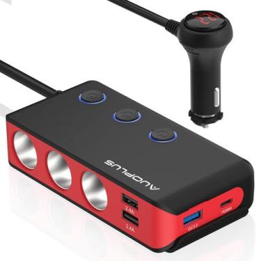 Imagem de Adaptador de isqueiro de carro AUOPLUS 7 em 1 USB C 30W