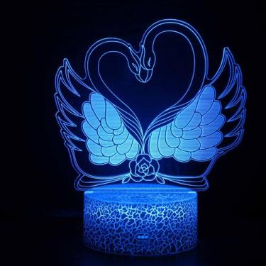 Imagem de Luz noturna LED 3D Swans que muda de cor para crianças com base - Yiwe