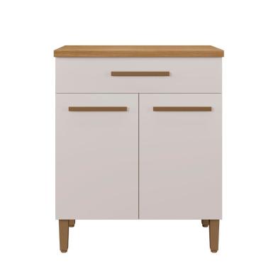 Imagem de Balcão Ômega 2 Portas 1 Gaveta 70cm Cinamomo-off para Sala Cozinha Ou Área Gourmet Arte...
