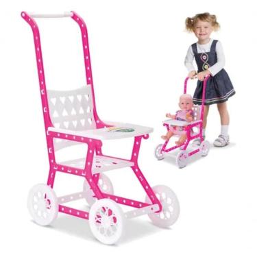 Imagem de Carrinho de Boneca Tum Infantil com Estímulo à Imaginação e Criatividade Rosa 1 Unidade