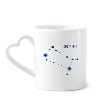 Imagem de Caneca de café cerâmica com signo do zodíaco da constelação de Gêmeos copo de coração de vidro