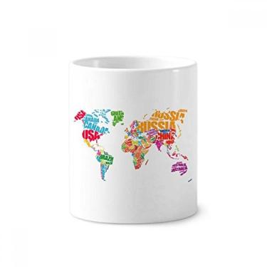 Imagem de Mutlicolour Mapa Mundo Nome dos Países Escova de Dentes Caneca, Suporte de Cerâmica