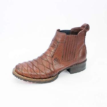 Imagem de botina country escamada, masculina em legitimo couro bovino tipo latego, solado de borracha latex do 37/44 (37, latego chocolate)