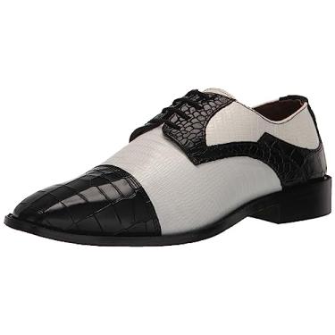 Imagem de STACY ADAMS Sapato Oxford masculino Tedesco, Preto e branco, 7.5