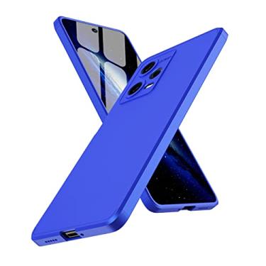 Imagem de LEMAXELERS Capa para Redmi Note 12 Pro. Capa ultrafina de corpo inteiro, premium, fina, à prova de choque, capa de plástico rígido antiarranhões para Xiaomi Redmi Note 12 Pro. 3 em 1 Azul AR