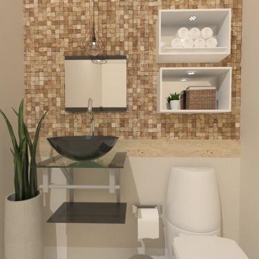 Imagem de Gabinete de Vidro 45cm com Cuba Redonda Grafite