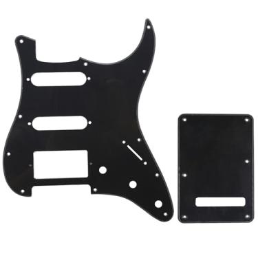 Imagem de Musiclily Kit Escudo HSS Pickguard Com Tampa Traseira para Guitarra Fender EUA/Mexicana Made Stratocaster Standard Estilo Moderno, 1 Camada Preto