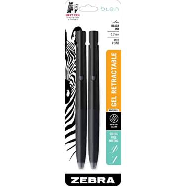Imagem de ZEBRA Caneta de gel retrátil Pen BLen, ponta média, 0,7 mm, tinta preta, pacote com 2 (41412)