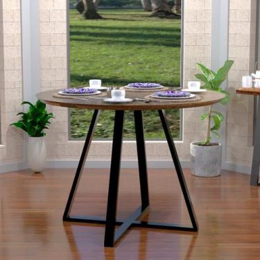 Imagem de Mesa Modelo Industrial Jantar Laís 110 Cm com Pés de Ferro Imbuia - GA