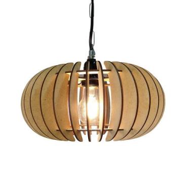 Imagem de Lustre Luminária Pendente de Madeira MDF Mod. Sophia PQ Reto - ECOilum
