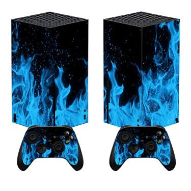 Imagem de PlayVital Capas de vinil personalizadas Blue Flame para controle sem fio Xbox Core, adesivos de capa de decalque para controle de console Xbox Series X