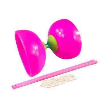 Imagem de EHJRE Conjunto chinês de ioiô Diabolo com rolamento triplo Diabolo Fitness com bastão de Diabolo Corda de Diabolo Conjunto chinês de Diabolo para iniciantes , Rosa