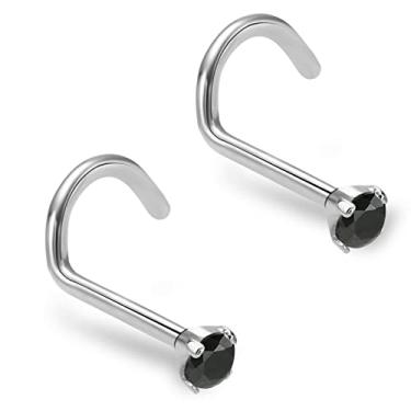 Imagem de ZYTAIJEW 2 peças verde/branco/azul escuro/roxo/vermelho/azul claro/rosa/preto 2 mm/3 mm CZ piercing piercing piercing joias G23 titânio zircônia cúbica 20G/18G, Titânio, Sem Pedra Preciosa