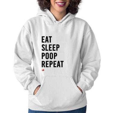 Imagem de Moletom Feminino Eat, Sleep, Poop, Repeat - Foca na Moda, Branco, P